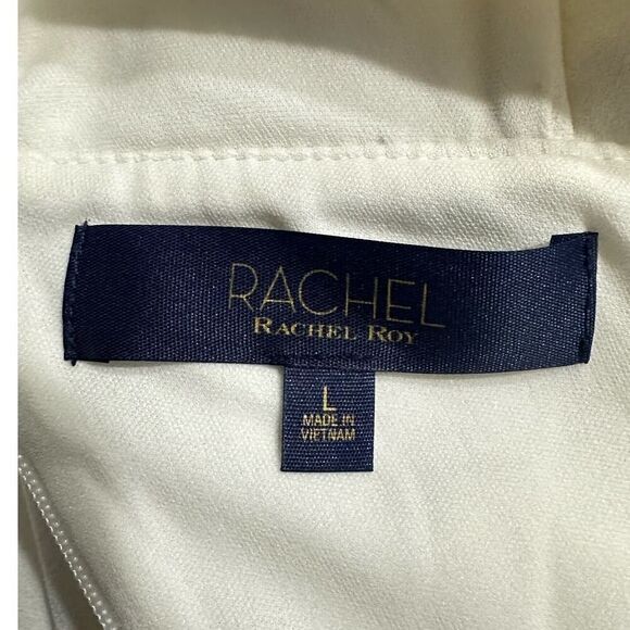Rachel Rachel Roy Halter Sheath Dress Women's Large White Cold Shoulder NWT - Picture 5 of 8